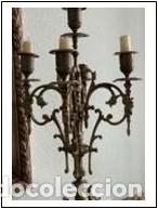 Antig&uuml;edades: Conjunto pareja de candelabros de bronce de 5 brazos - Foto 2