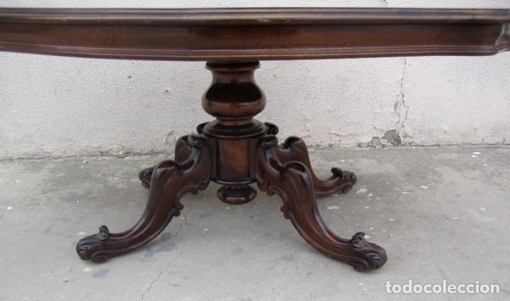 Antig&uuml;edades: Mesa de sofa ovalada en madera de caoba y raiz con marqueteria - Foto 4