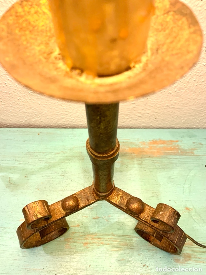 Antig&uuml;edades: L&Aacute;MPARA DE FORJA ANTIGUA DORADA - Foto 3