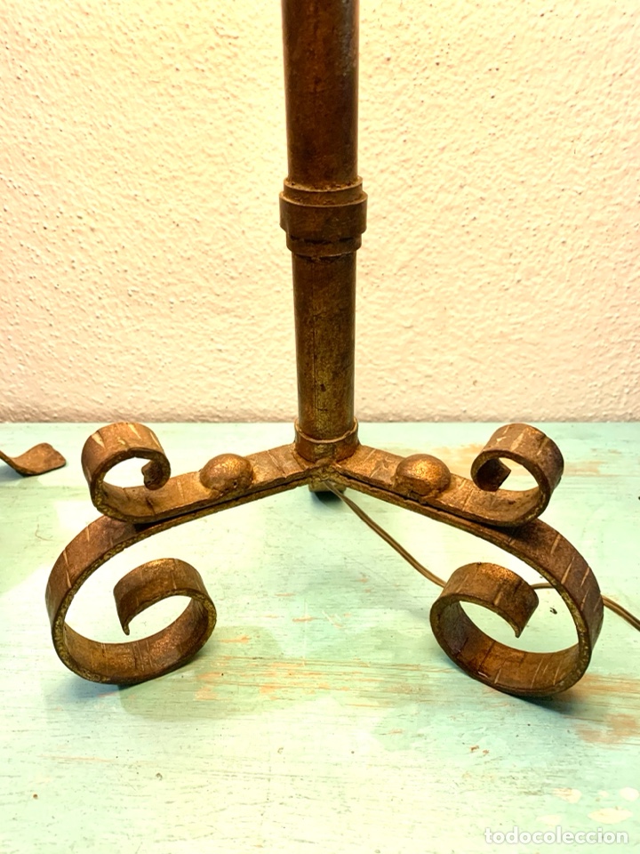 Antig&uuml;edades: L&Aacute;MPARA DE FORJA ANTIGUA DORADA - Foto 4