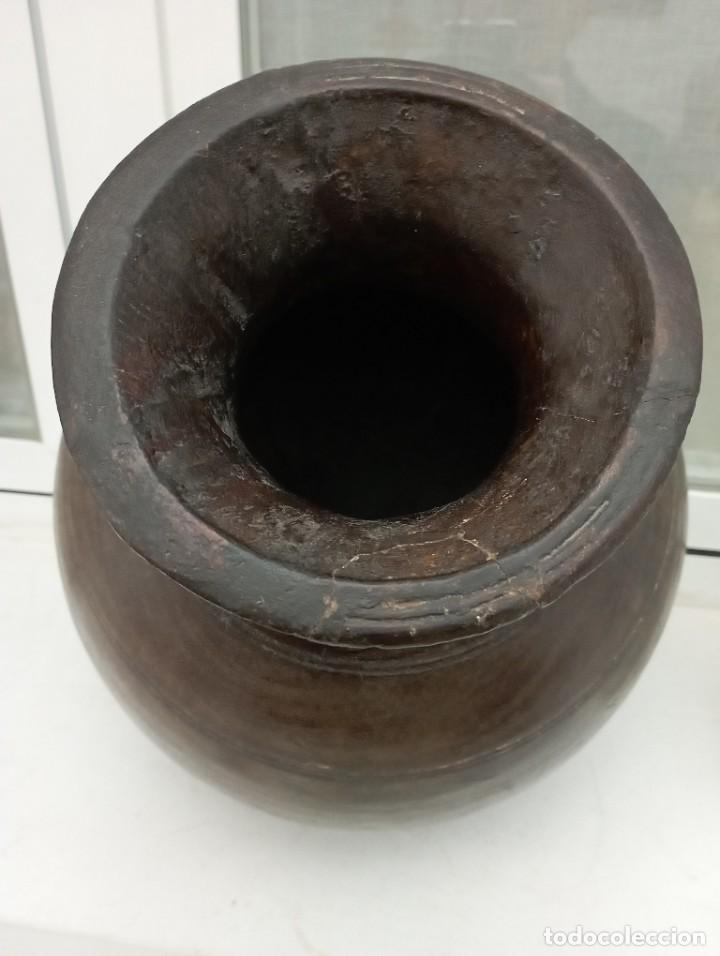 Antig&uuml;edades: Vasija de madera tallada mano - Foto 3