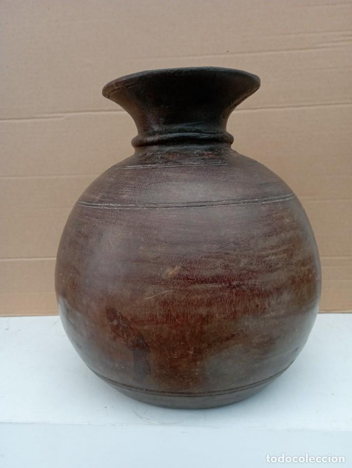 Antig&uuml;edades: Vasija de madera tallada mano - Foto 5