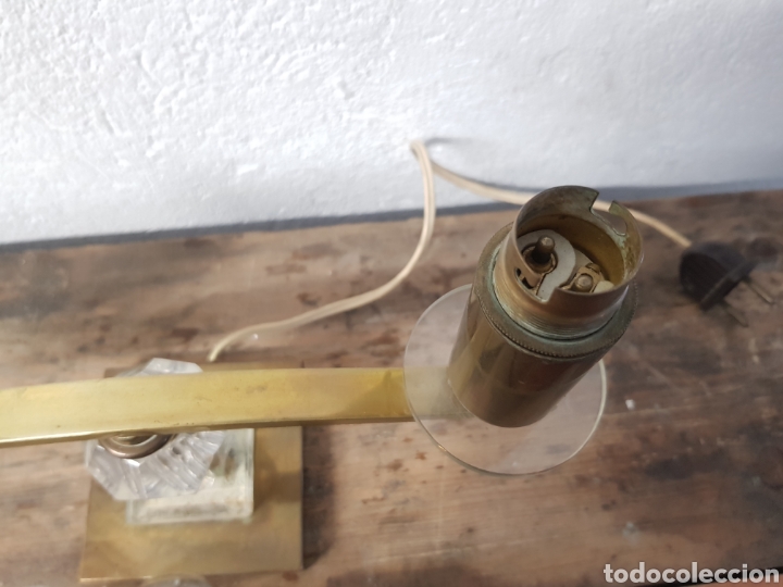 Antig&uuml;edades: L&aacute;mpara lat&oacute;n y cristal NOS - Foto 4