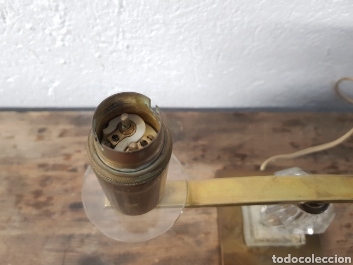 Antig&uuml;edades: L&aacute;mpara lat&oacute;n y cristal NOS - Foto 5