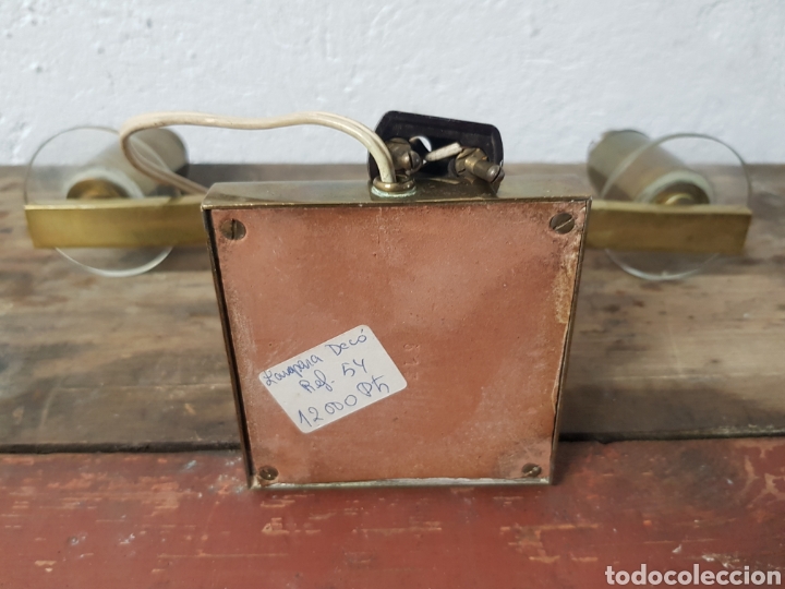 Antig&uuml;edades: L&aacute;mpara lat&oacute;n y cristal NOS - Foto 7