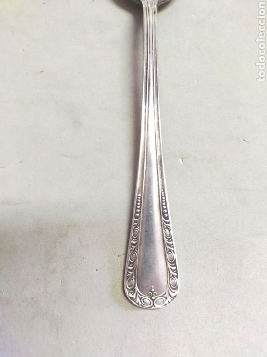 Antig&uuml;edades: CUCHARA SOPERA DE LETAL PLATEADO. 20 CM DE LONGITUD. - Foto 4