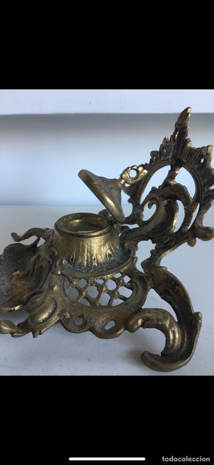Antig&uuml;edades: ANTIGUO TINTERO DE BRONCE - Foto 4
