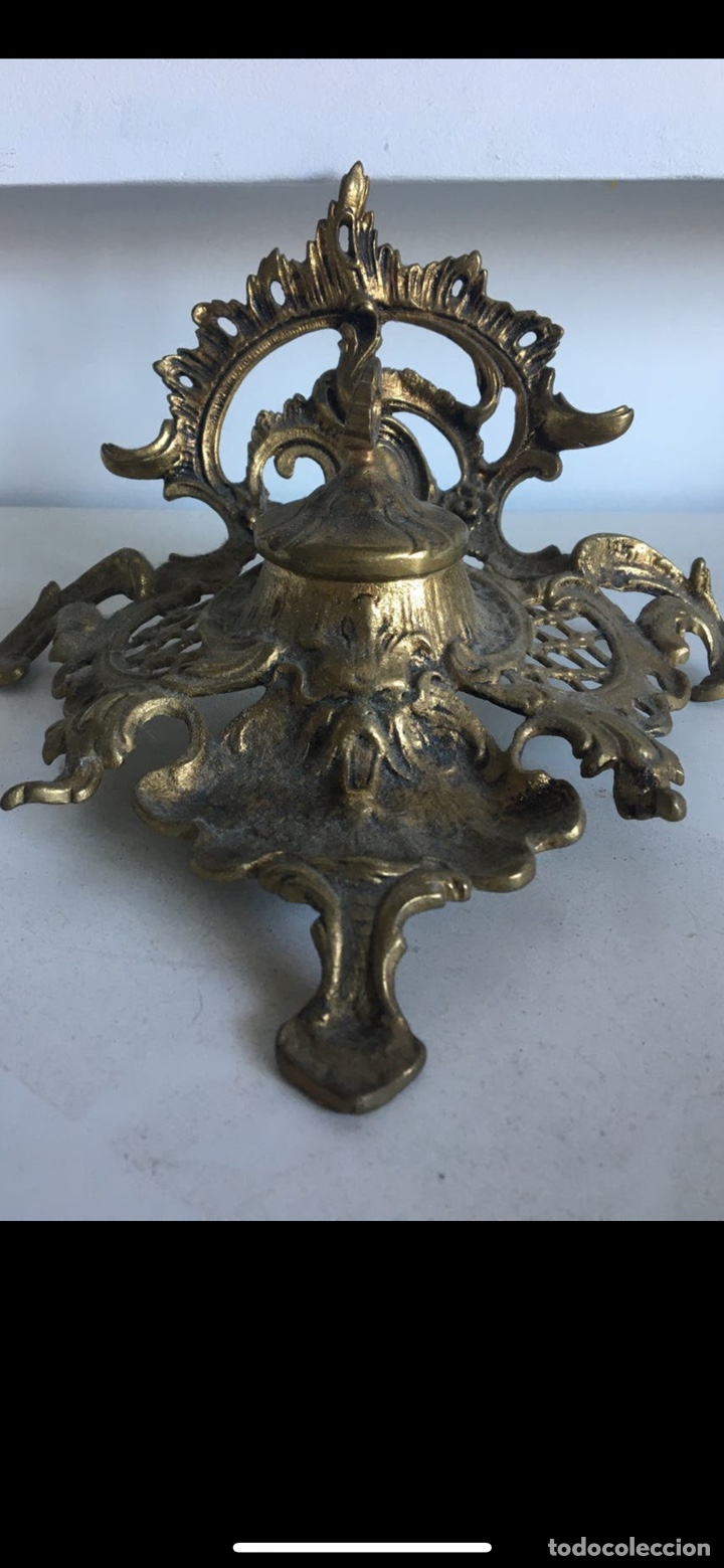 Antig&uuml;edades: ANTIGUO TINTERO DE BRONCE - Foto 1