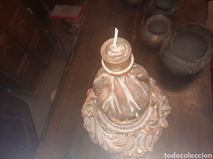 Antig&uuml;edades: L&aacute;mpara de madera - Foto 4