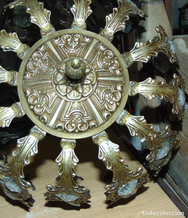 Antig&uuml;edades: ANTIGUA LAMPARA DE BRONCE Y CRISTAL, COMPLETA , FUNCIONAL - Foto 3