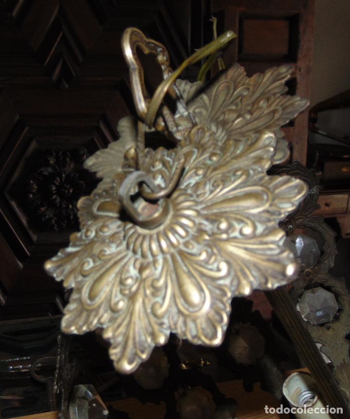Antig&uuml;edades: ANTIGUA LAMPARA DE BRONCE Y CRISTAL, COMPLETA , FUNCIONAL - Foto 5