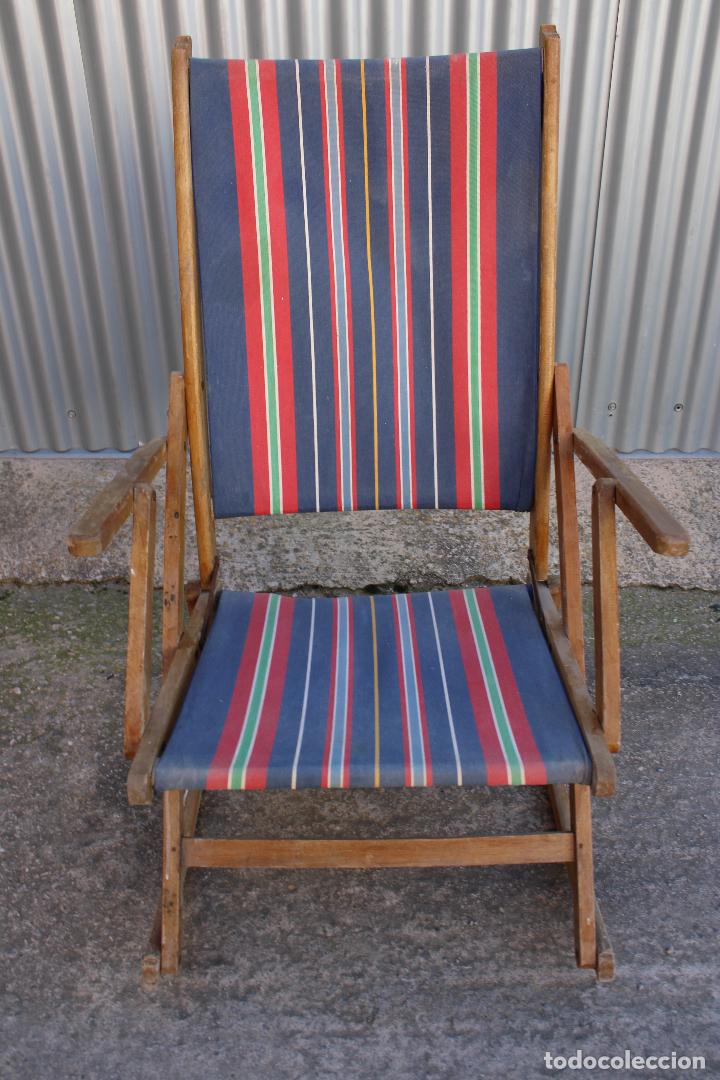 Antig&uuml;edades: antigua amaca sillon madera plegable - Foto 3