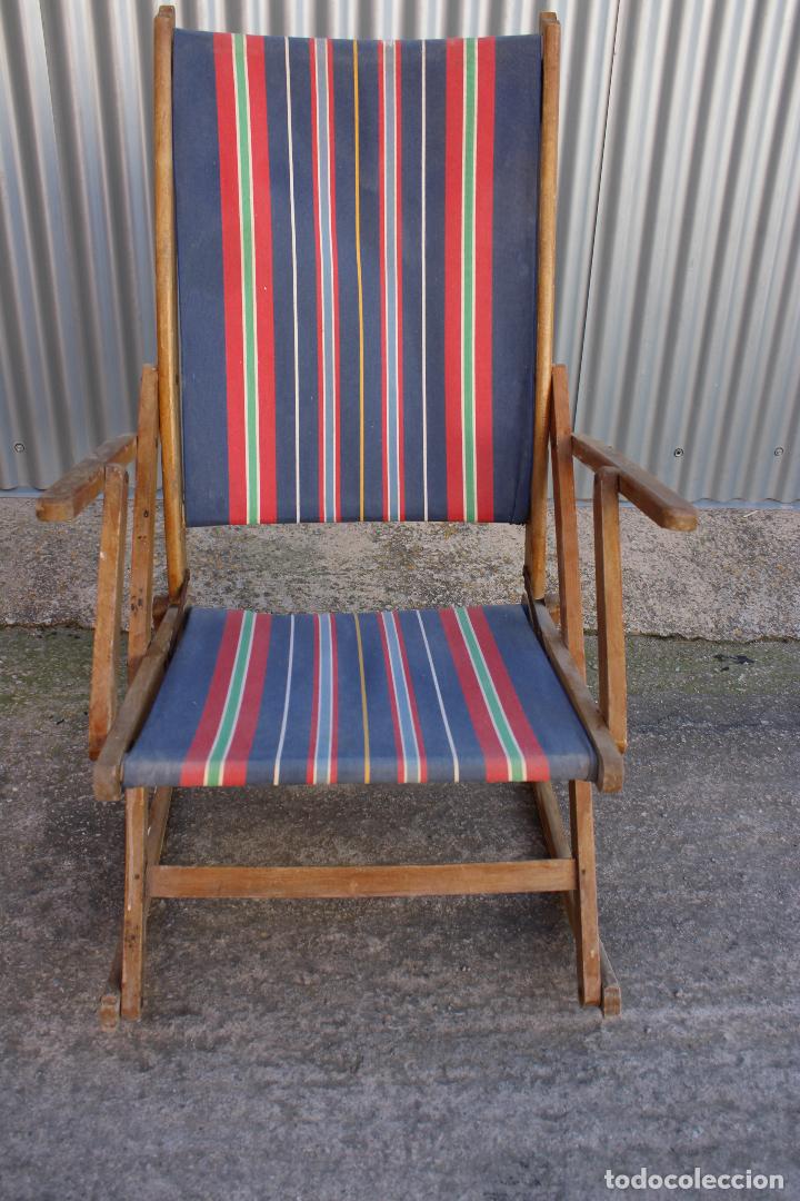 Antig&uuml;edades: antigua amaca sillon madera plegable - Foto 5