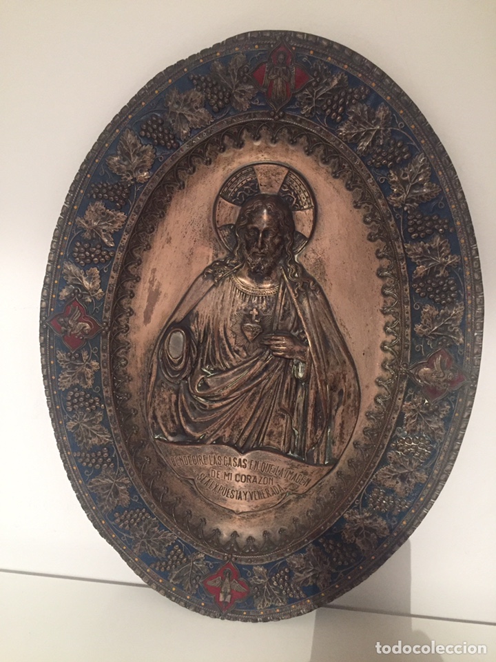 Antig&uuml;edades: Placa grande de Sagrado Coraz&oacute;n - Foto 1