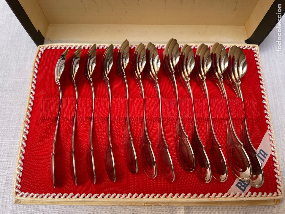 Antig&uuml;edades: Conjunto de 12 cucharillas de t&eacute;/caf&eacute; plateado - Foto 2