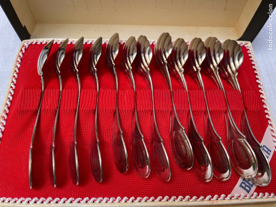 Antig&uuml;edades: Conjunto de 12 cucharillas de t&eacute;/caf&eacute; plateado - Foto 3