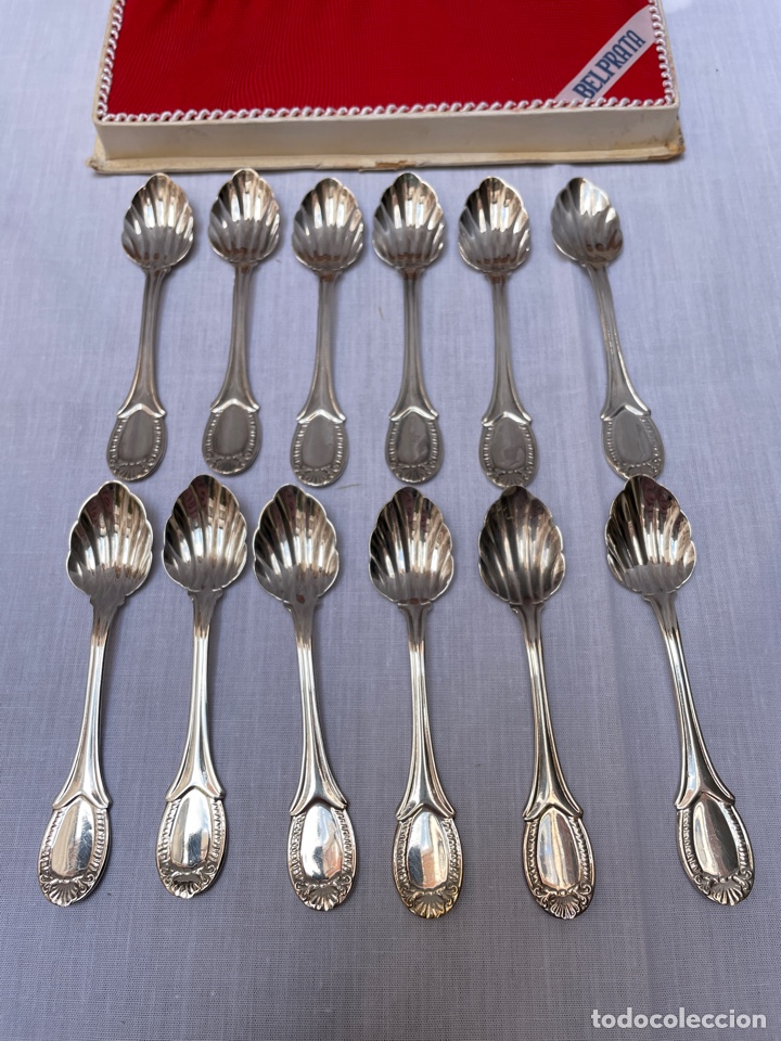 Antig&uuml;edades: Conjunto de 12 cucharillas de t&eacute;/caf&eacute; plateado - Foto 4