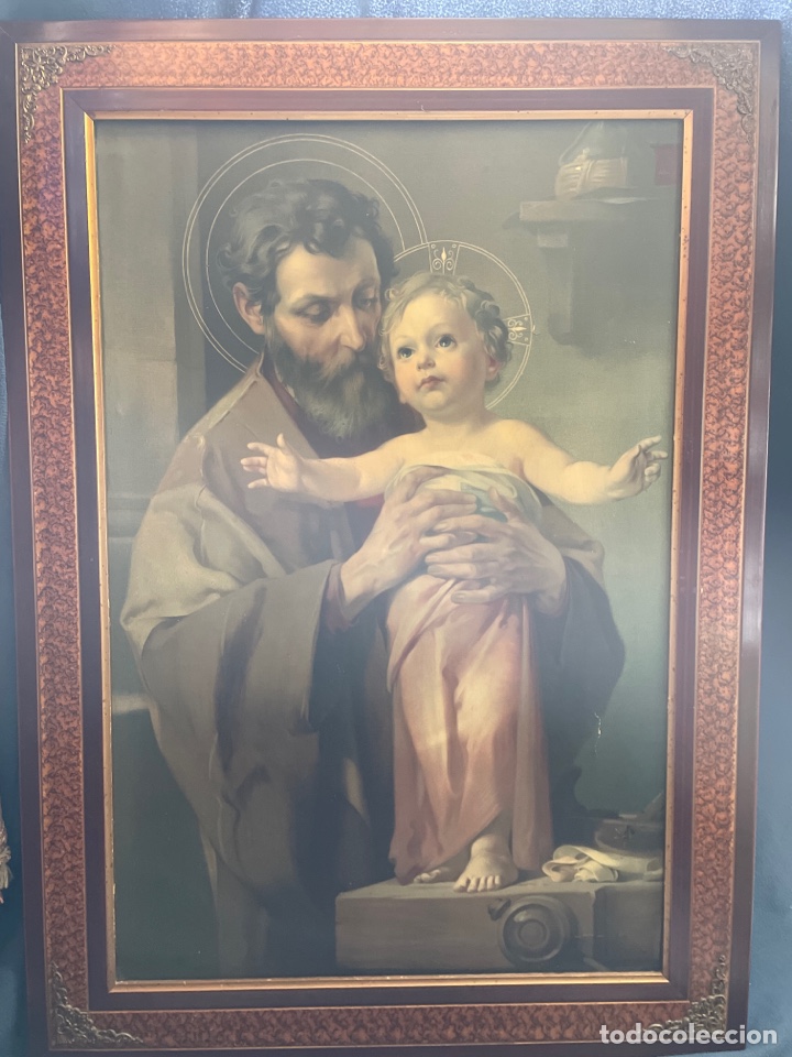 Oggetti Antichi: L&aacute;mina sobre tela siglo XIX San Jos&eacute;