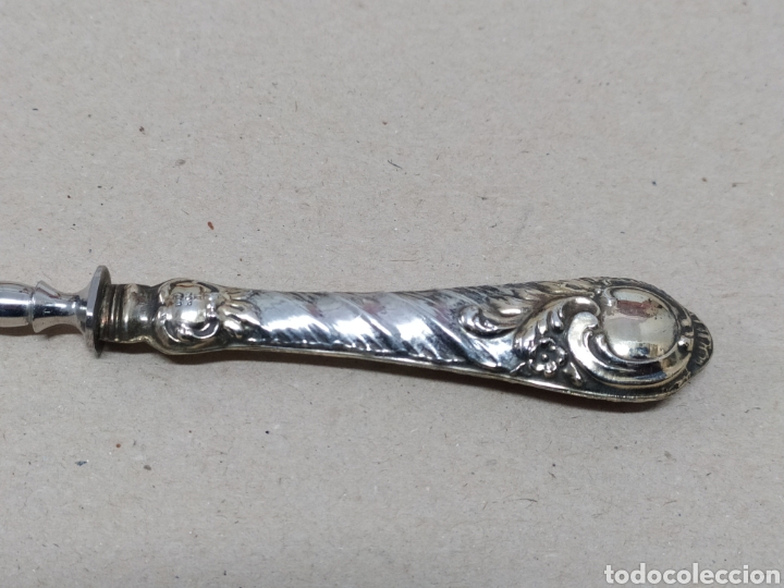 Antig&uuml;edades: Tenedor para trinchar - mango de plata 800 - 19cm - Foto 4