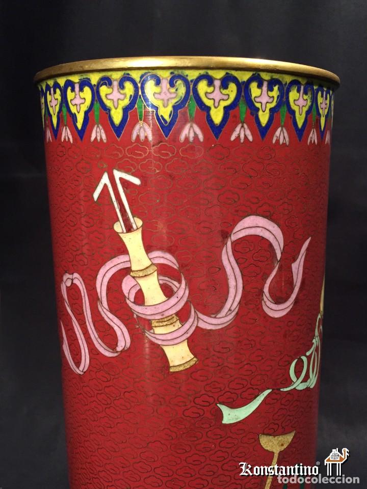 Antig&uuml;edades: VASO JARR&Oacute;N CHINO ESMALTADO 30 cms - Foto 3