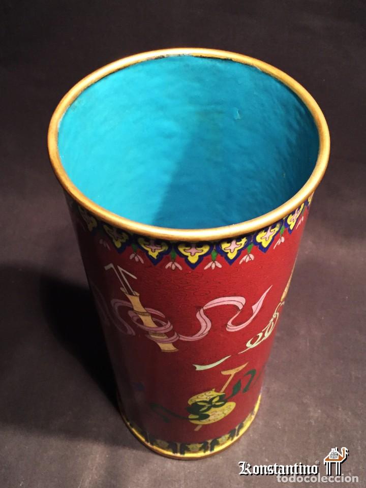 Antig&uuml;edades: VASO JARR&Oacute;N CHINO ESMALTADO 30 cms - Foto 4