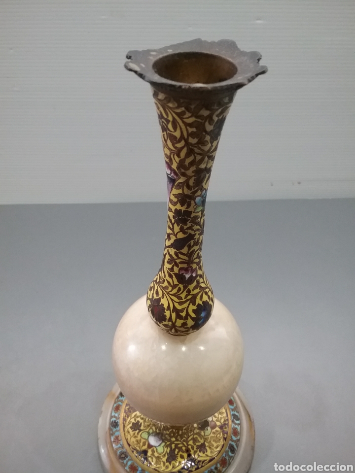 Antig&uuml;edades: Antiguo violetero en cloisonne y onix. - Foto 2