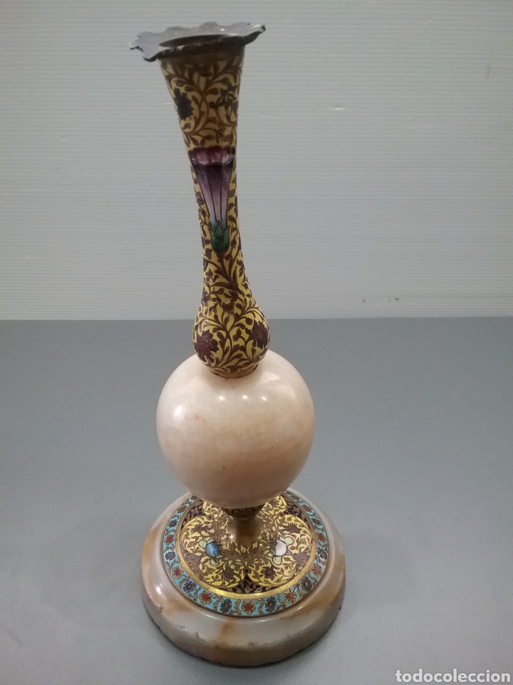 Antig&uuml;edades: Antiguo violetero en cloisonne y onix. - Foto 4