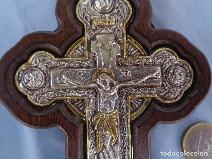 Antig&uuml;edades: CRUZ DE PLATA MONTADA SOBEE MADERA - Foto 5