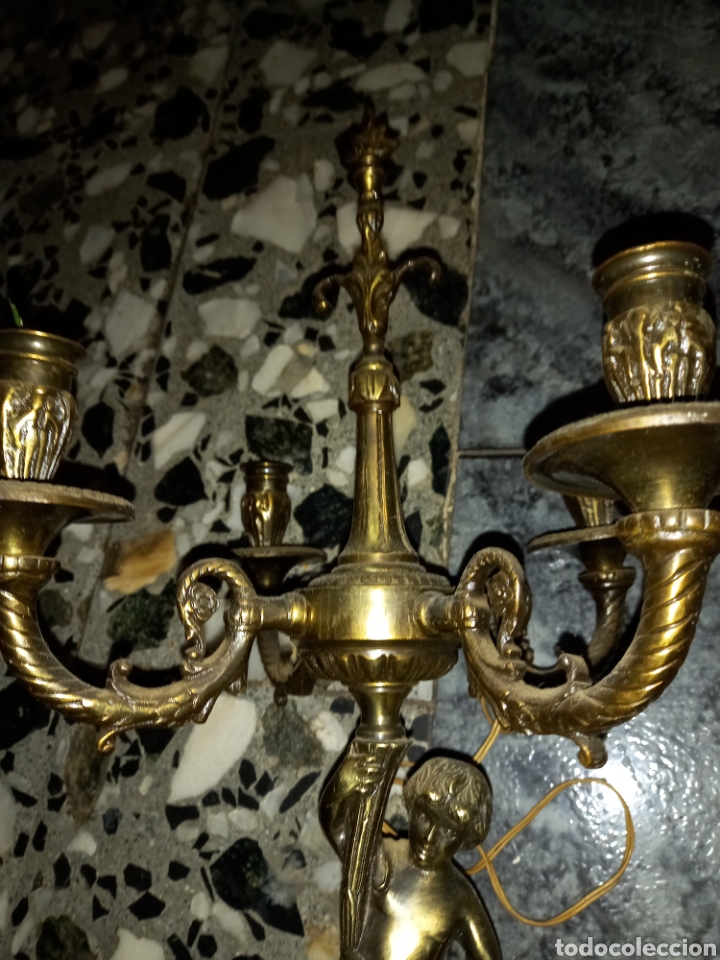 Antig&uuml;edades: Lampara candelabro bronce - Foto 3