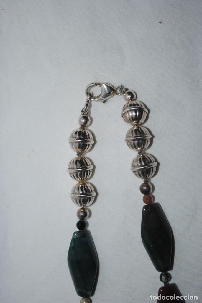 Antig&uuml;edades: COLLAR DE PLATA Y AGATAS NATURALES - Foto 2