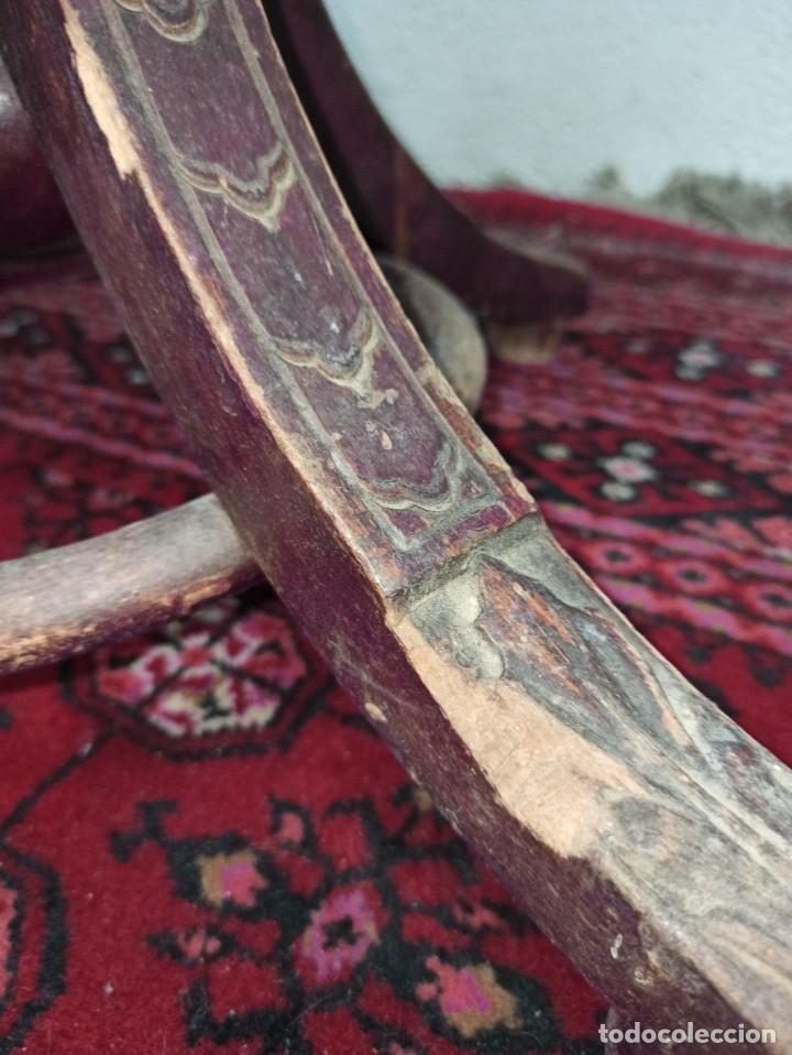 Antig&uuml;edades: Antiguo taburete de piano de madera de haya. - Foto 7