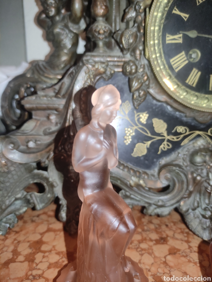 Antig&uuml;edades: Centro de mesa art deco en cristal rosa - Foto 6