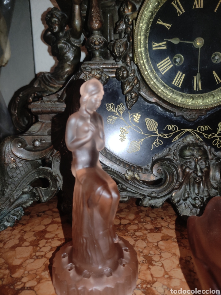 Antig&uuml;edades: Centro de mesa art deco en cristal rosa - Foto 7