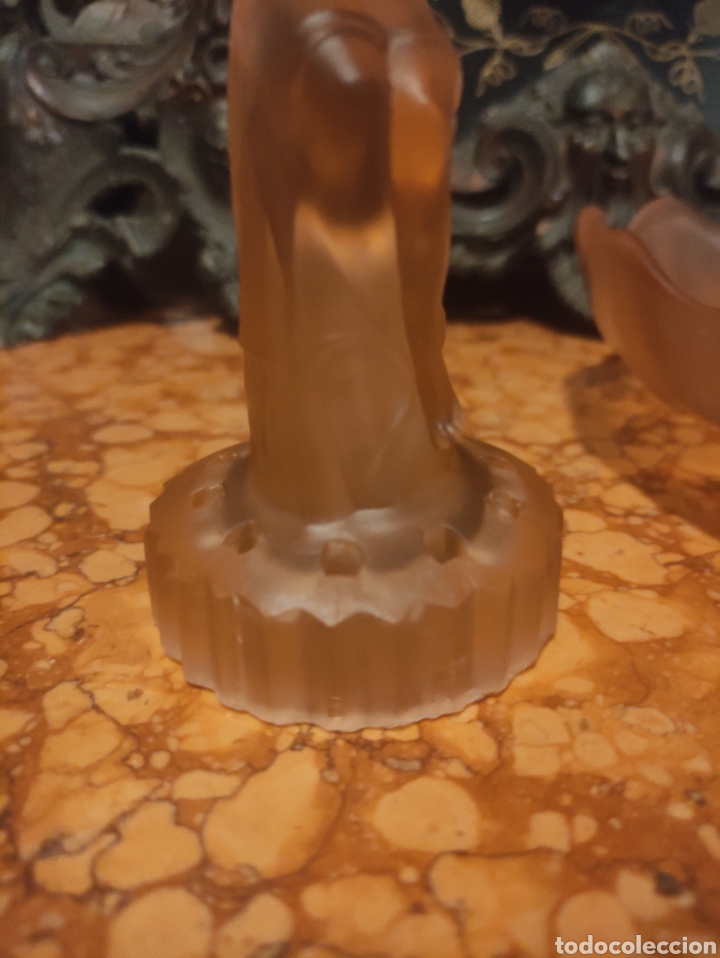 Antig&uuml;edades: Centro de mesa art deco en cristal rosa - Foto 11