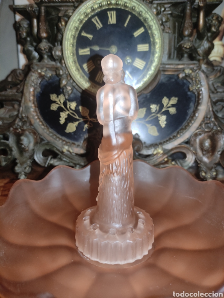 Antig&uuml;edades: Centro de mesa art deco en cristal rosa - Foto 14