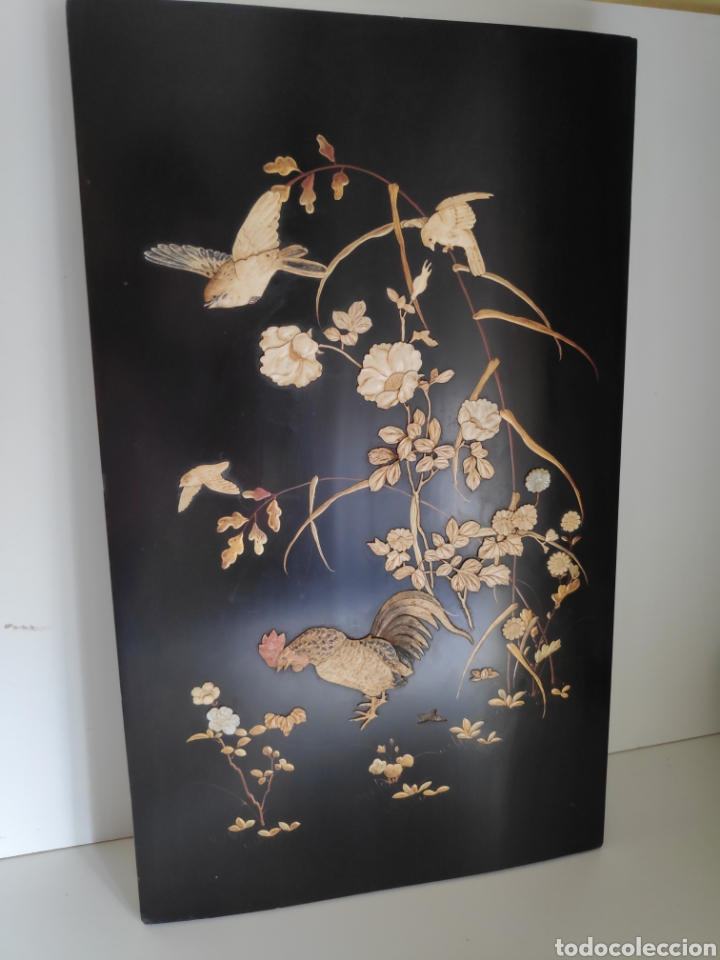 Antig&uuml;edades: Panel Japon&eacute;s de madera lacada - Foto 3