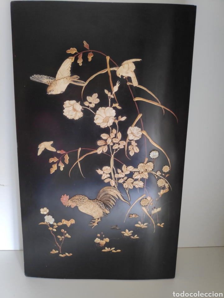 Antig&uuml;edades: Panel Japon&eacute;s de madera lacada - Foto 1