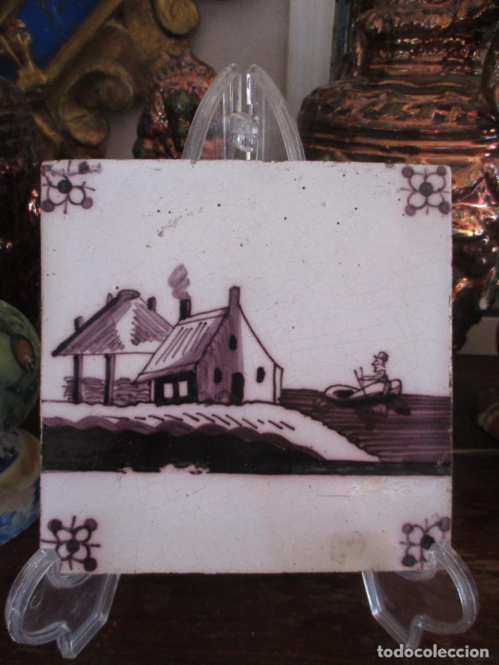Antig&uuml;edades: Azulejo Delft siglo XVIII - Foto 1