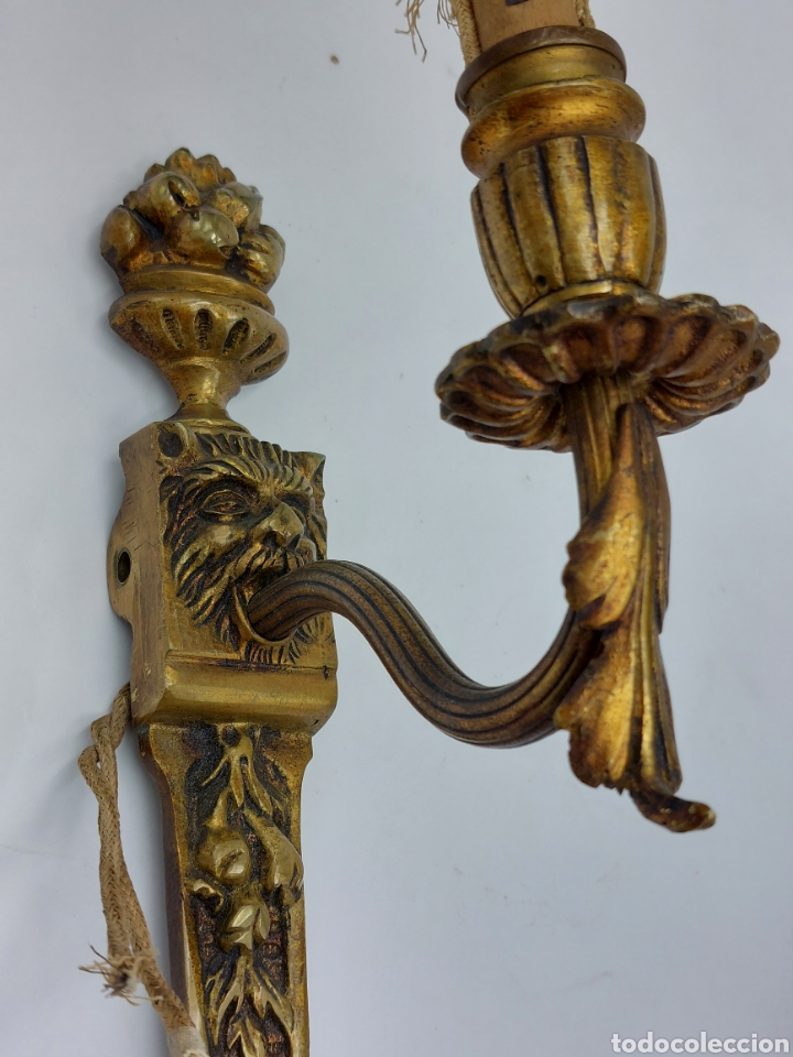Antig&uuml;edades: PAREJA DE ANTIGUOS APLIQUES DE BRONCE. - Foto 2