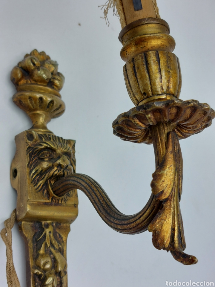 Antig&uuml;edades: PAREJA DE ANTIGUOS APLIQUES DE BRONCE. - Foto 6