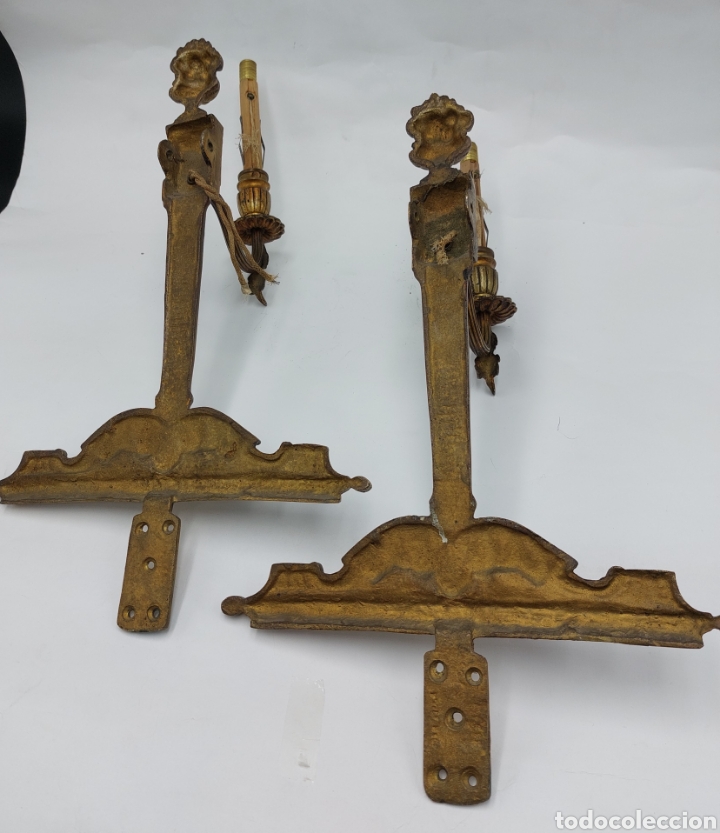 Antig&uuml;edades: PAREJA DE ANTIGUOS APLIQUES DE BRONCE. - Foto 8