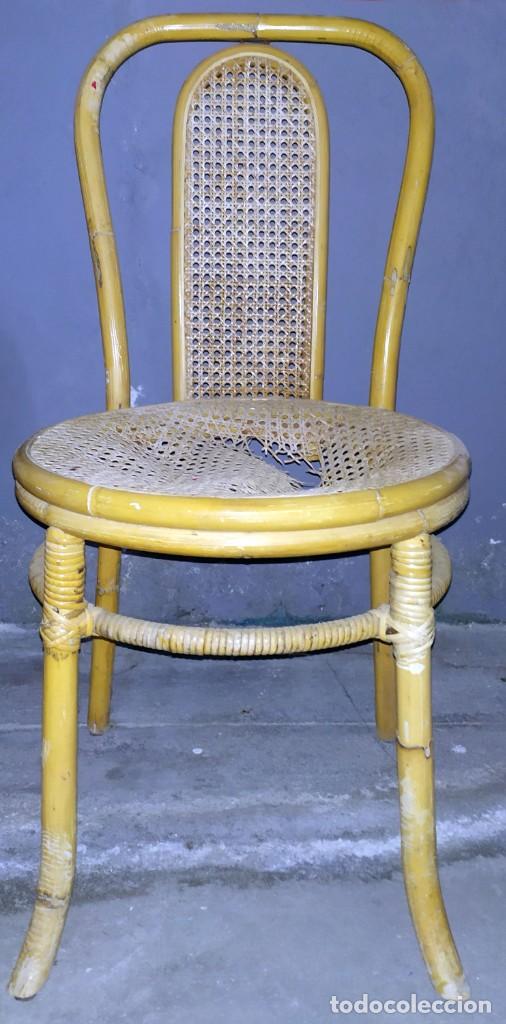 Antig&uuml;edades: Silla ca&ntilde;as bambu asiento para reparar - Foto 1