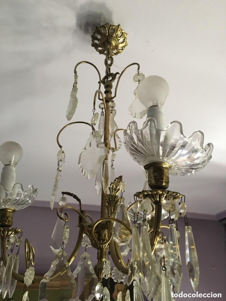 Antig&uuml;edades: .- ANTIGUA L&Aacute;MPARA DE BRONCE Y CRISTAL - Foto 2
