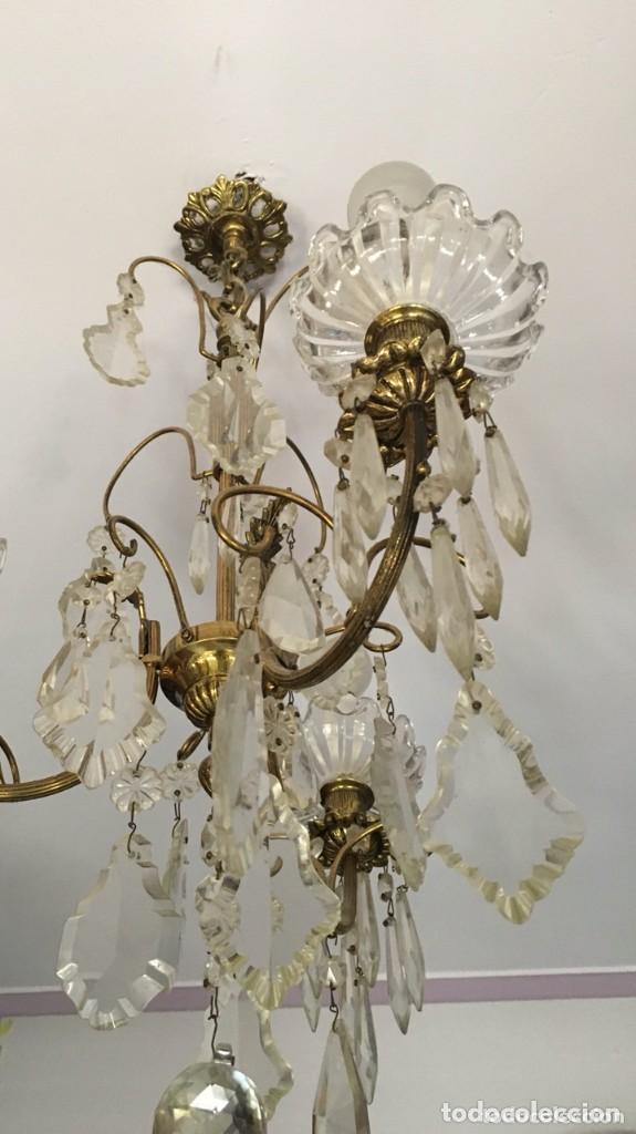 Antig&uuml;edades: .- ANTIGUA L&Aacute;MPARA DE BRONCE Y CRISTAL - Foto 3