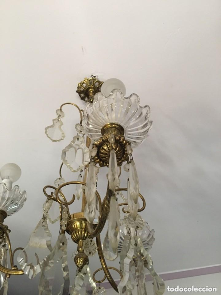 Antig&uuml;edades: .- ANTIGUA L&Aacute;MPARA DE BRONCE Y CRISTAL - Foto 4