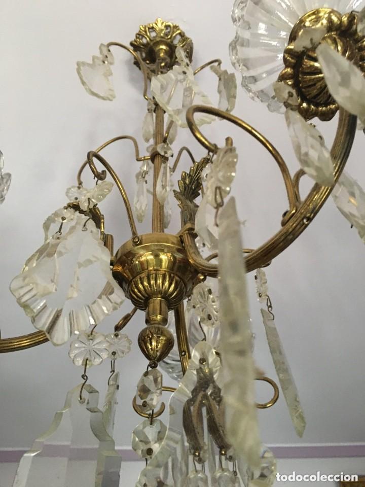 Antig&uuml;edades: .- ANTIGUA L&Aacute;MPARA DE BRONCE Y CRISTAL - Foto 5