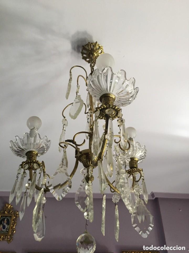 Antig&uuml;edades: .- ANTIGUA L&Aacute;MPARA DE BRONCE Y CRISTAL - Foto 6