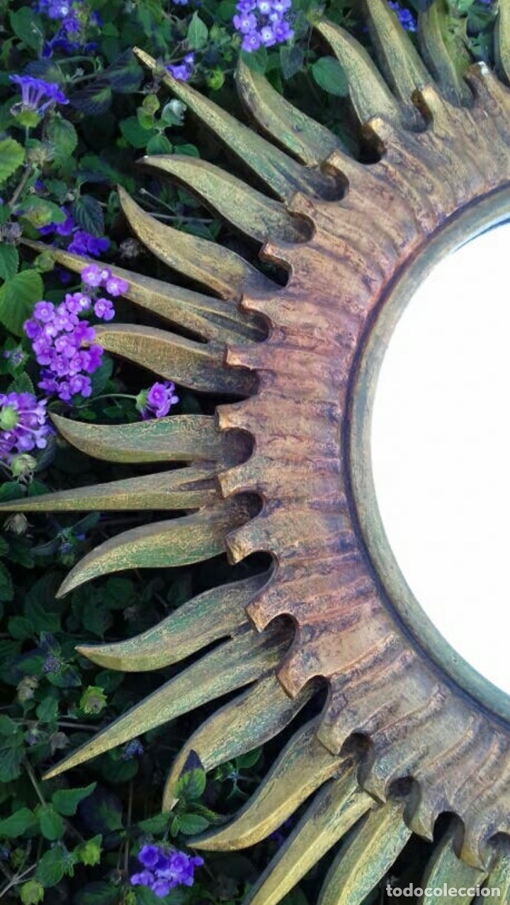 Antig&uuml;edades: ESPEJO SOL MADERA VINTAGE - Foto 2