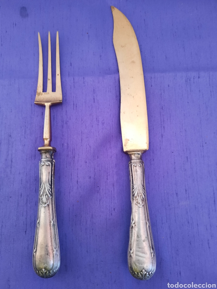 Antig&uuml;edades: Cuchillo y tenedor para trinchar estilo modernista.