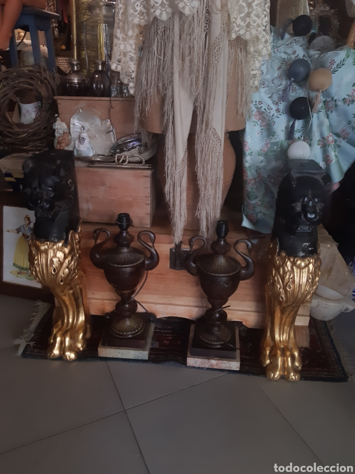 Antig&uuml;edades: ESPECTACULAR PAREJA DE PATAS DE LE&Oacute;N - Foto 1